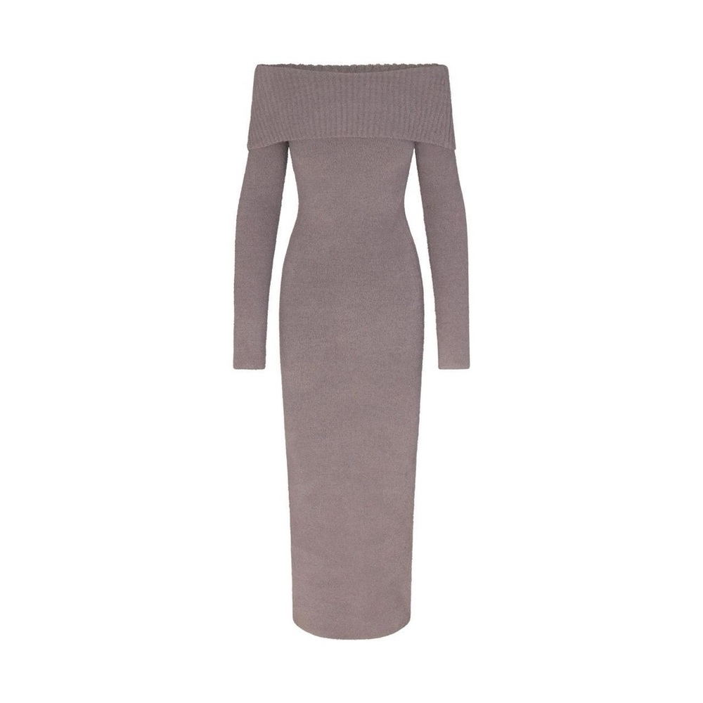 *SOLD* Skims Cozy Knit Off the Shoulder Dress in Chalk